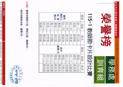 115-1教師節卡片設計比賽得獎名單