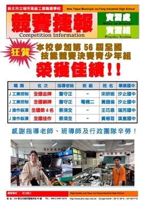 第56屆全國技能競賽全國決賽得獎海報(青少年組)