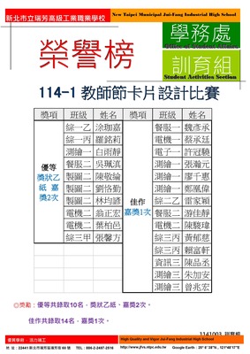 1141教師節卡片設計比賽榮譽榜(學務處20251003)圖片